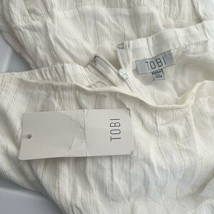 NWT Tobi Off The Shoulder Dress White Gold Stripe Size M
